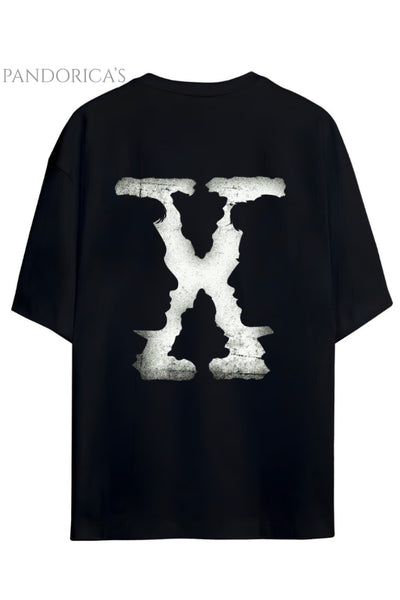Pandorica's THE X-FILES Tasarımı Sırt Baskılı Yazılı Unisex Pamuklu T-shirt