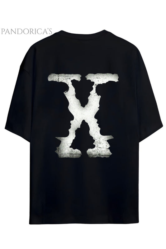 Pandorica's THE X-FILES Tasarımı Sırt Baskılı Yazılı Unisex Pamuklu T-shirt