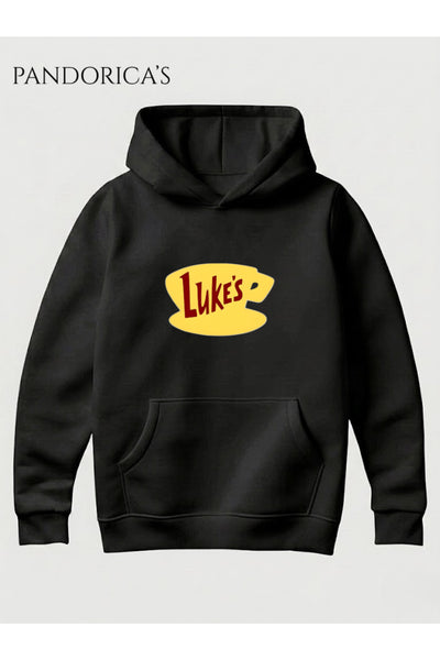 GILMORE GIRLS İkonik "LUKE'S" Tasarımı Yazılı Baskılı Unisex Kapüşonlu Pamuklu Sweatshirt Hoodie