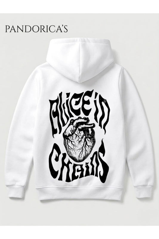 ALICE IN CHAINS TASARIMI YAZILI SIRT BASKILI UNISEX KAPÜŞONLU PAMUKLU SWEATSHIRT HOODIE