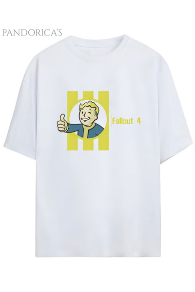 FALLOUT 4 TASARIMI BASKILI YAZILI PAMUKLU UNISEX TİŞÖRT