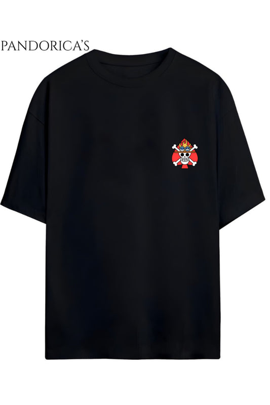 ONE PIECE ÖZEL TASARIM SERİSİ "ACE" SIRT VE GÖĞÜS BASKILI YAZILI UNISEX PAMUKLU TİŞÖRT