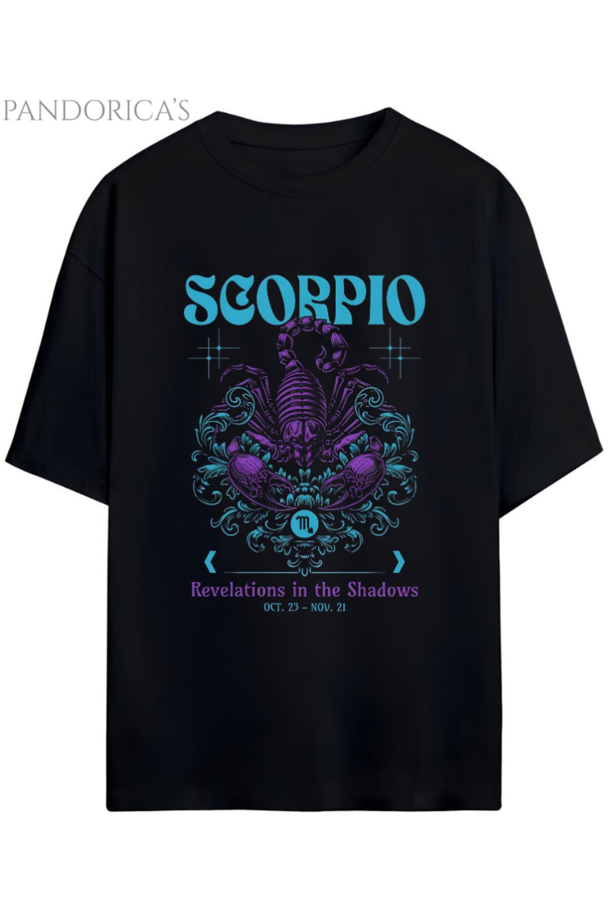 Gothic Zodyak Tasarım Serisi Scorpio (Akrep Burcu) Yazılı Baskılı Pamuklu Unisex Tişört