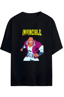 INVINCIBLE -ALAN THE ALIEN- BASKILI YAZILI PAMUKLU RELAXED KALIP UNISEX TİŞÖRT