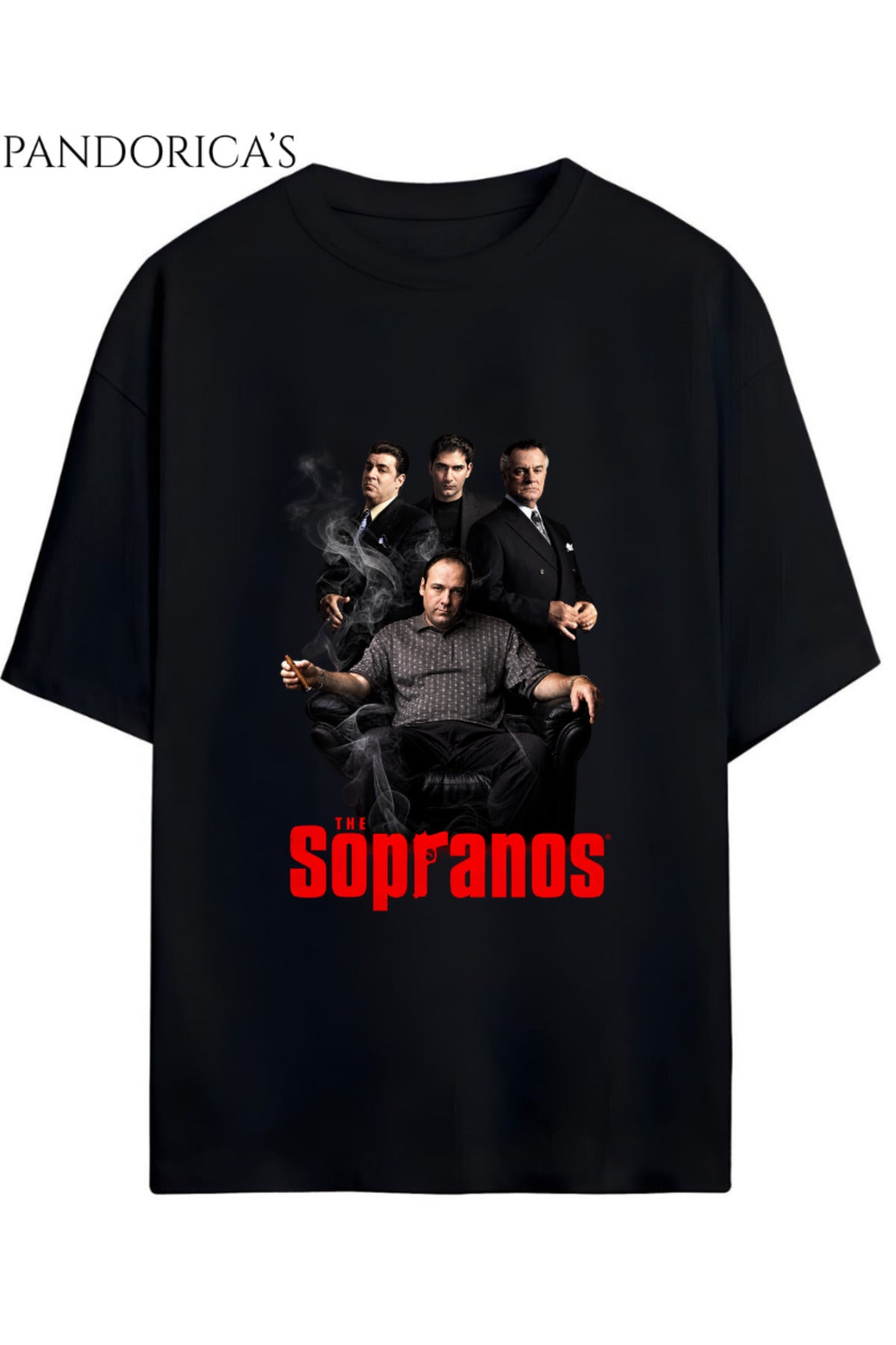 Siyah The Sopranos Tasarımı Yazılı Baskılı Unisex Pamuklu Relaxed Kalıp T-Shirt - 42