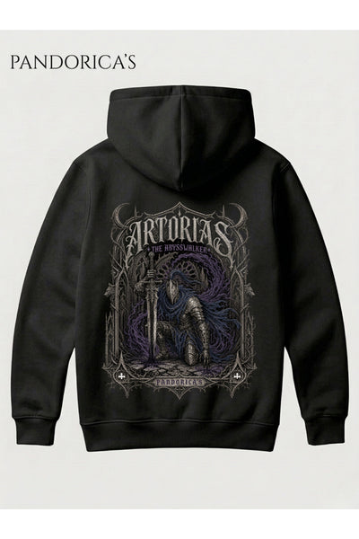 Dark Souls "ASTORIAS OF THE ABYSS" Özel Tasarımı Yazılı Sırt Baskılı Unisex Kapüşonlu Pamuklu Sweatshirt Kanguru Cepli Hoodie