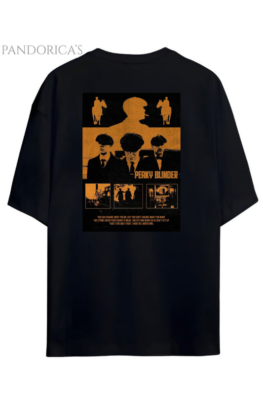 Pandorica's Peaky Blinders Thomas Shelby Sırt ve Göğüs Tasarımı Unisex Pamuklu T-shirt