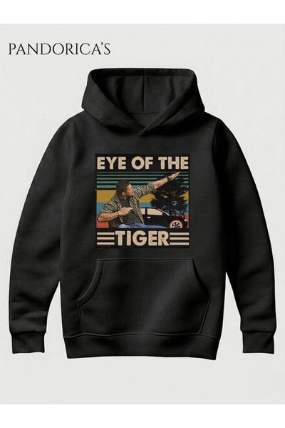 SUPERNATURAL Özel Tasarımı"EYE OF THE TIGER" Dean Winchester İkonik Sahne Yazılı Baskılı Unisex Kapüşonlu Pamuklu Sweatshirt Hoodie