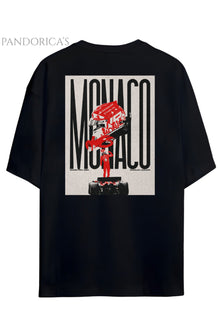 Pandorica's Charles Leclerc Monako Tasarimi Sırt ve Göğüs Baskılı Unisex Pamuklu T-shirt