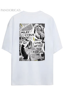 Pandorica's Miley Cyrus Chris Cornell Tribute Tasarımı Sırt Baskılı Unisex Pamuklu T-shirt
