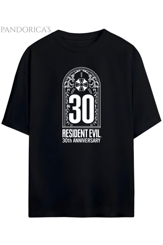 Pandorica's Resident Evil 30. Yıl Dönümü Özel Tasarımı Baskılı Unisex Pamuklu T-shirt