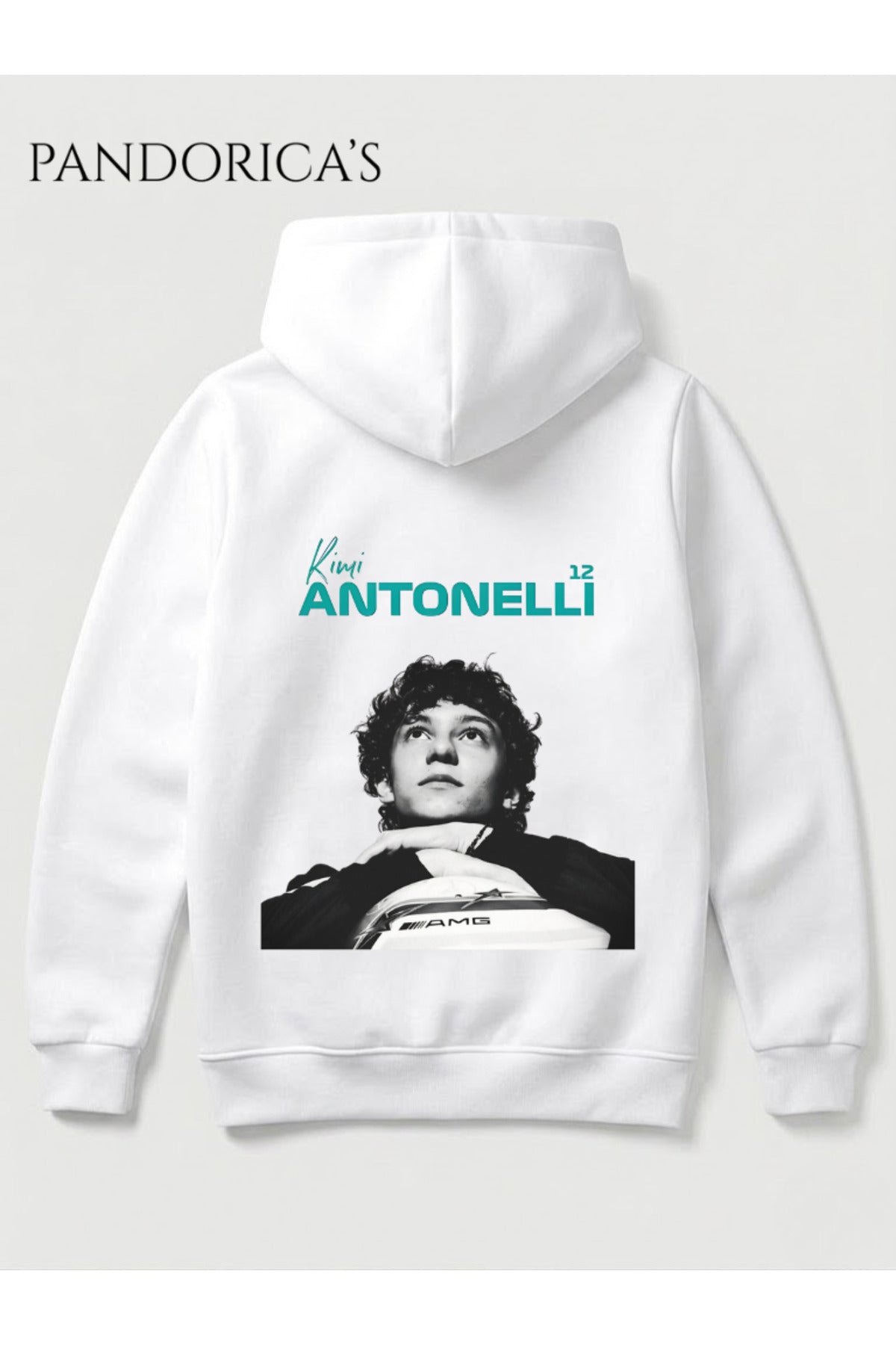 Kimi Antonelli 12 Tasarımı Yazılı Sırt Baskılı Unisex Kapüşonlu Pamuklu Sweatshirt (Hoodie)