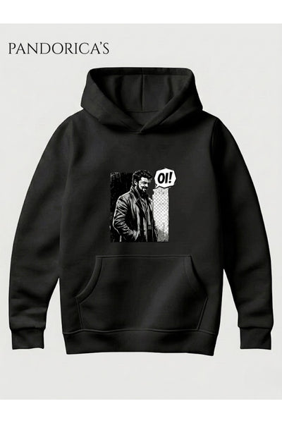 The Boys Billy Butcher Tasarımı "Oİ" Yazılı Baskılı Unisex Kapüşonlu Pamuklu Sweatshirt Hoodie