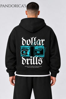 Urban Streetwear Money Yazılı Unisex Oversize SIRT Baskılı Pamuklu Kapüşonlu Fermuarlı Hırka