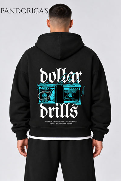 Urban Streetwear Money Yazılı Unisex Oversize SIRT Baskılı Pamuklu Kapüşonlu Fermuarlı Hırka