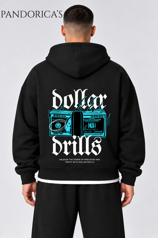 Urban Streetwear Money Yazılı Unisex Oversize SIRT Baskılı Pamuklu Kapüşonlu Fermuarlı Hırka