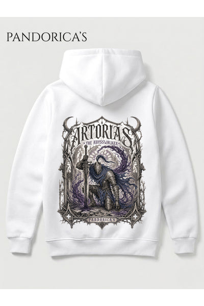 Dark Souls "ASTORIAS OF THE ABYSS" Özel Tasarımı Yazılı Sırt Baskılı Unisex Kapüşonlu Pamuklu Sweatshirt Kanguru Cepli Hoodie
