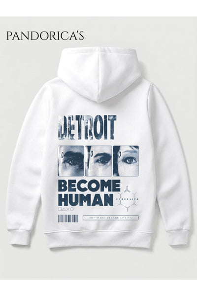 DETROIT: BECOME HUMAN Tasarımı Yazılı SIRT Baskılı Unisex Kapüşonlu Pamuklu Sweatshirt Hoodie