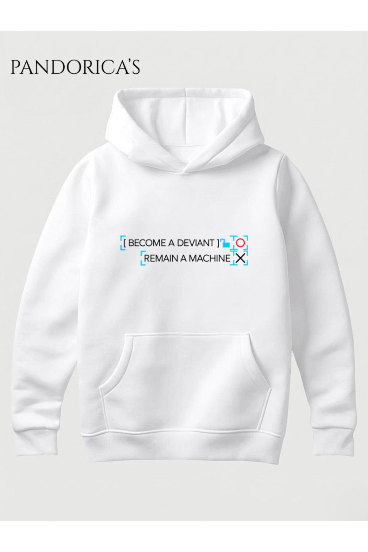 Beyaz Detroit:become Human Seçim Anı Tasarımı "I'm Alive" Yazılı Ön Ve Sırt Baskılı Unisex Kapüşonlu Pamuklu Sweatshirt Hoodie - 176