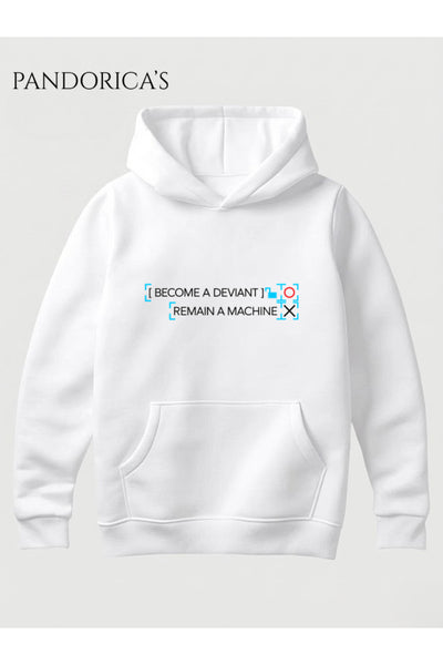 DETROIT:BECOME HUMAN SEÇİM ANI Tasarımı "I'M ALIVE" Yazılı ÖN VE SIRT Baskılı Unisex Kapüşonlu Pamuklu Sweatshirt Hoodie