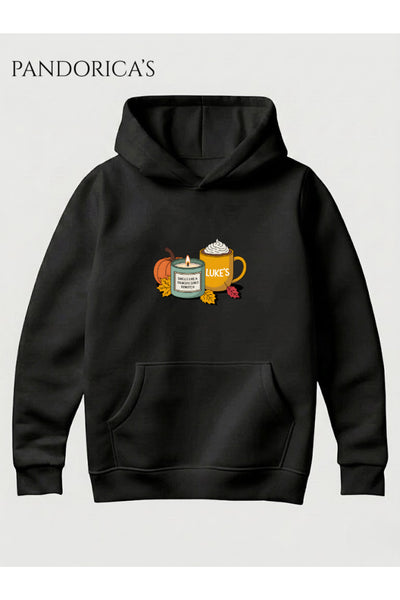 GILMORE GIRLS "SMELLS LIKE GILMORE GIRLS REWATCH & LUKE'S" Yazılı Baskılı Unisex Kapüşonlu Pamuklu Sweatshirt Hoodie