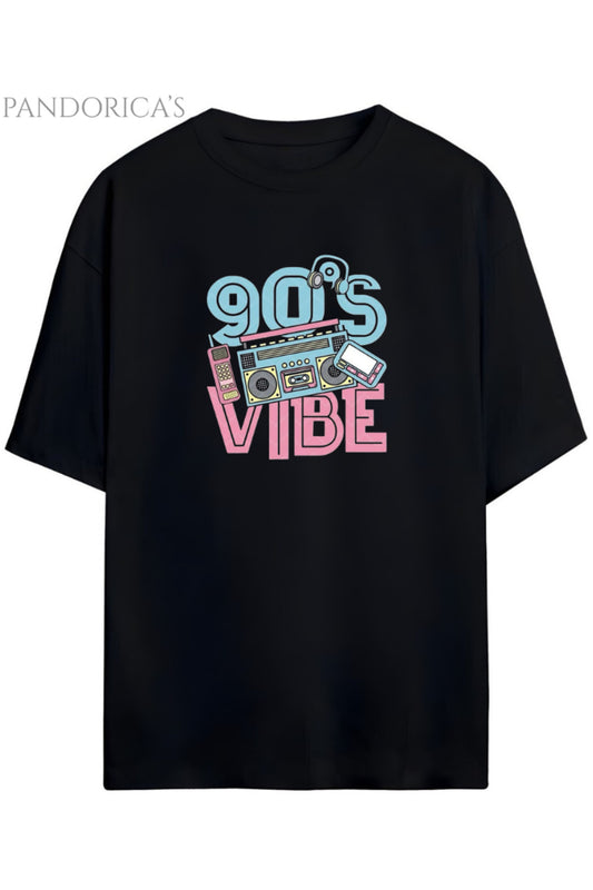 Pandorica's 1990lar Baskılı 90's Vibe Yazılı Retro Tasarım Serisi Unisex Pamuklu Tişört