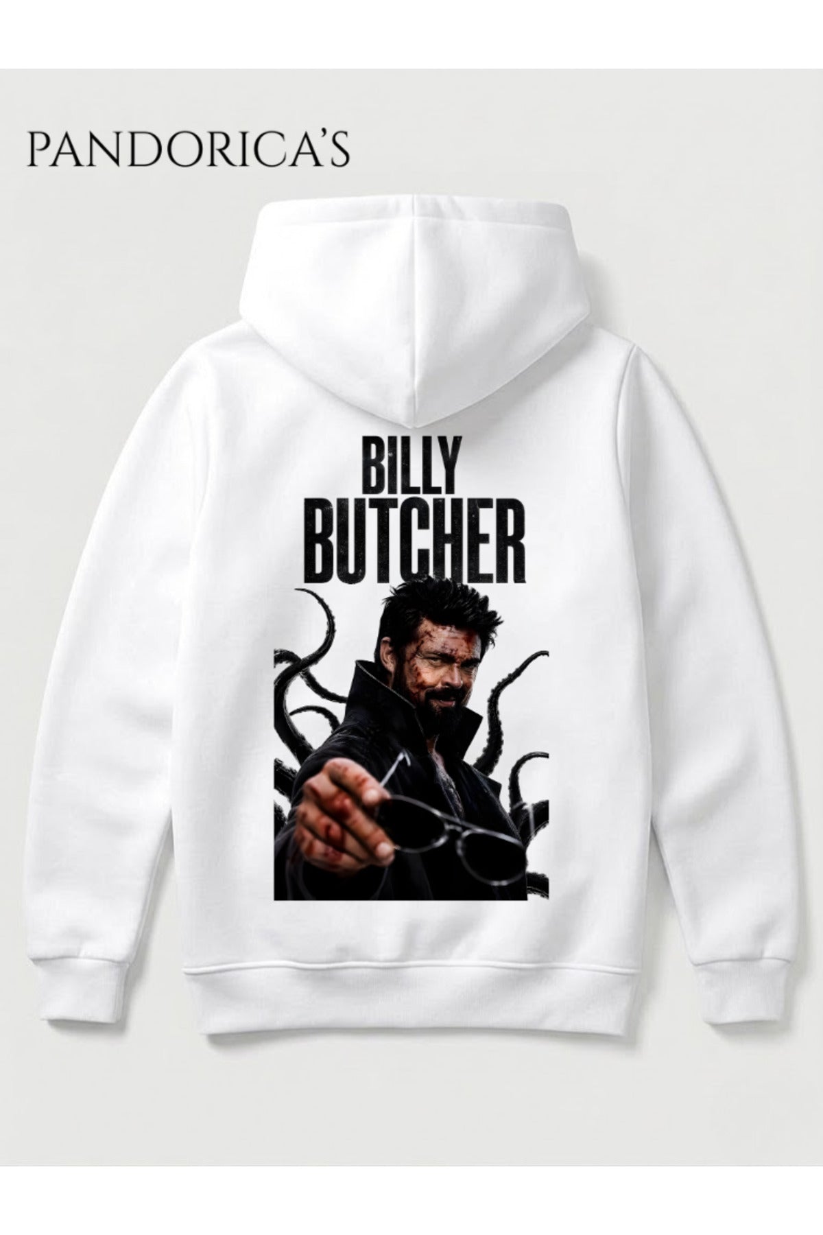 The Boys Billy Butcher Tasarımı Yazılı Sırt Ve Ön Baskılı Unisex Kapüşonlu Pamuklu Sweatshirt Hoodie