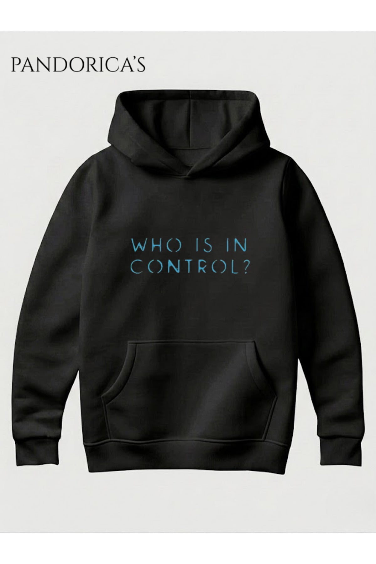 Detroit:become Human Tasarımı "Who Is In Control" Yazılı Sırt Baskılı Unisex Kapüşonlu Pamuklu Sweatshirt Hoodie