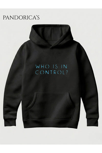 DETROIT:BECOME HUMAN Tasarımı "WHO IS IN CONTROL" Yazılı SIRT Baskılı Unisex Kapüşonlu Pamuklu Sweatshirt Hoodie