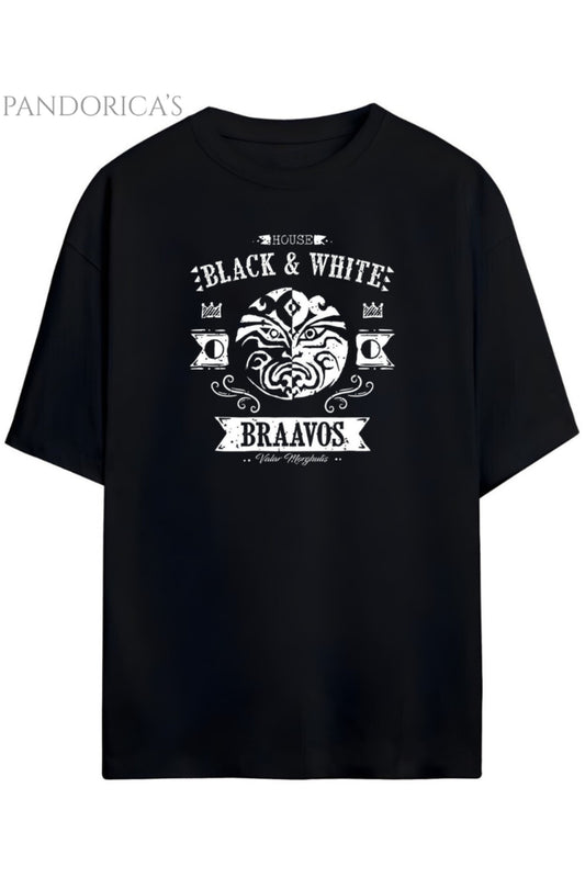 Pandorica's Game of Thrones Tasarımı House Black & White Braavos Baskılı Unisex Pamuklu T-shirt