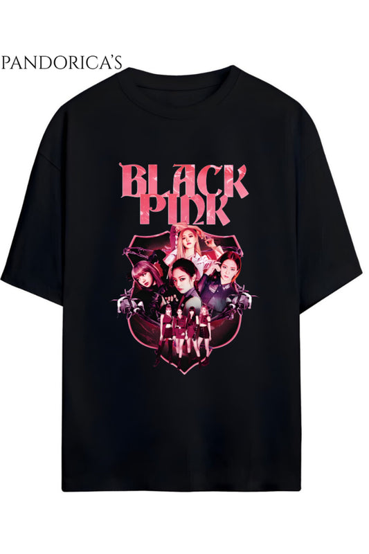 BLACKPINK Tasarım Serisi Yazılı Baskılı Unisex Relaxed Kalıp Tişört