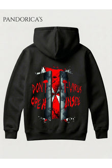 RESIDENT EVIL "DON'T OPEN T-VIRUS INSIDE" Tasarımı Yazılı SIRT Baskılı Unisex Kapüşonlu Pamuklu Gamer Sweatshirt Hoodie
