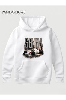 Ayrton Senna Tasarımı Sırt ve Ön Baskılı Unisex Kapüşonlu Pamuklu Sweatshirt (Hoodie)