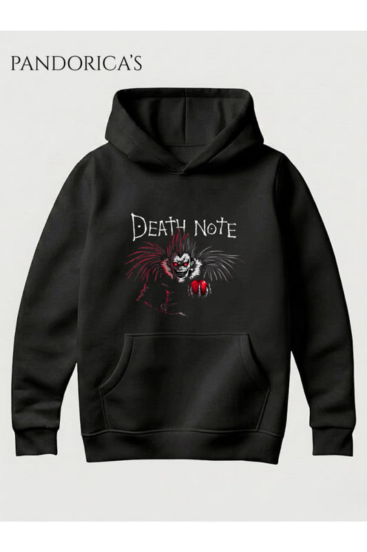 DEATH NOTE ANİME TASARIMI YAZILI RYUK BASKILI UNISEX KAPÜŞONLU PAMUKLU SWEATSHIRT HOODIE