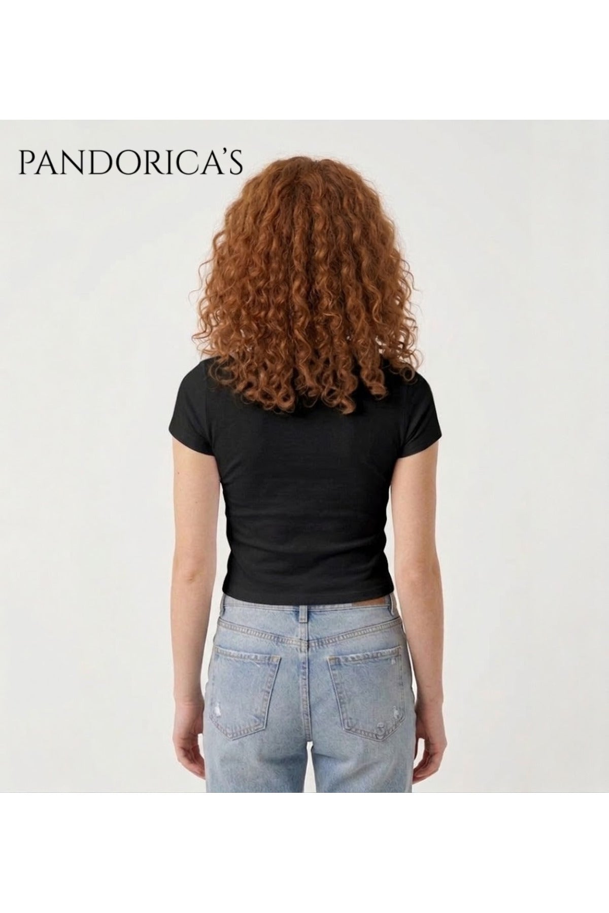 Pandorica's İronik Tasarım Baskılı Yazılı Slim Fit Likralı Crop Pamuklu Penye Tişört (Body Tee)