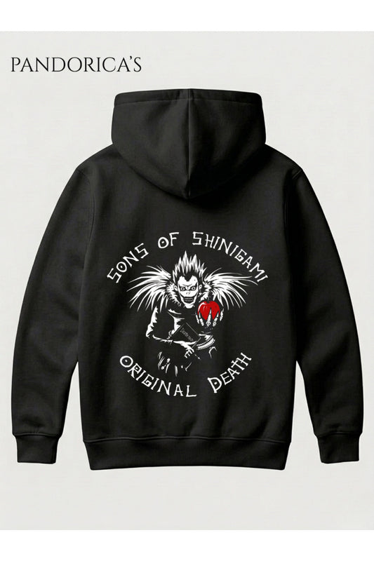 DEATH NOTE ANİME TASARIMI YAZILI RYUK SIRT BASKILI UNISEX KAPÜŞONLU PAMUKLU SWEATSHIRT HOODIE