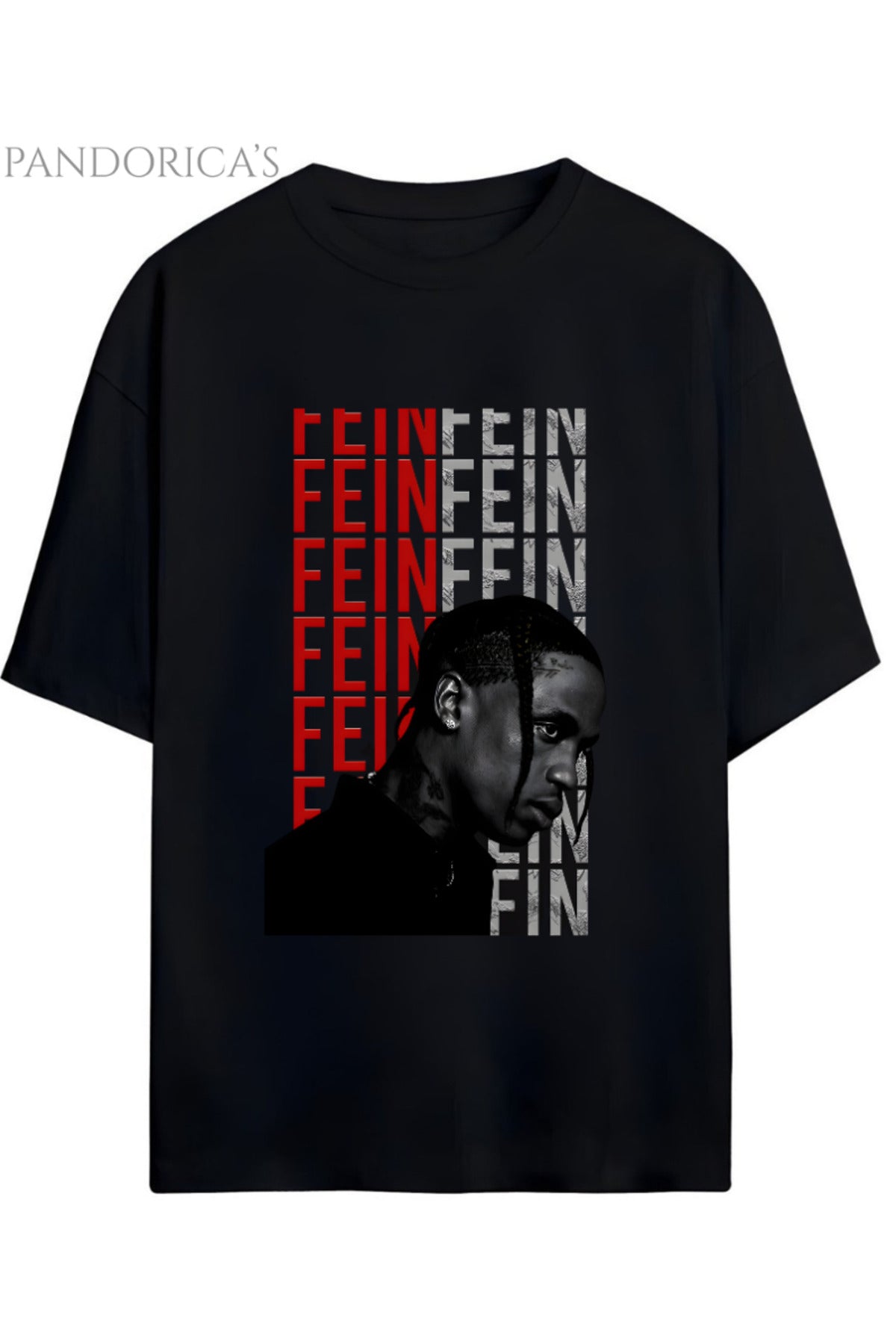 Travis Scott Tasarım Serisi Fein Yazılı Baskılı Pamuklu Unisex Tişört