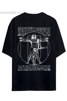 Pandorica's Rock&Sanat Konseptli Da Vinci Özel Tasarım Sırt Baskılı Unisex Pamuklu T-shirt