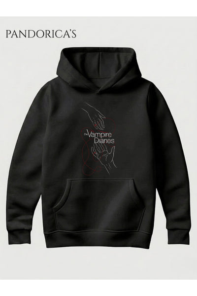 The Vampire Diaries Tasarımı Yazılı Baskılı Pamuklu Kapüşonlu Unisex Sweatshirt Hooded Hoodie