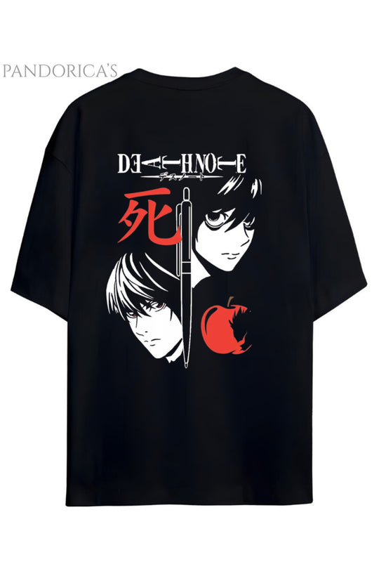 DEATH NOTE ANİME TASARIM SERİSİ KİRA VE L. LAWLIET SIRT BASKILI YAZILI UNISEX PAMUKLU TİŞÖRT