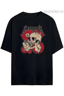 Pandorica’s Metallica Tasarımı Baskılı Unisex Oversize Pamuklu T-shirt