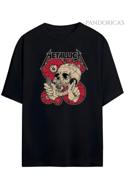 Pandorica’s Metallica Tasarımı Baskılı Unisex Oversize Pamuklu T-shirt