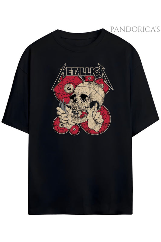 Pandorica’s Metallica Tasarımı Baskılı Unisex Oversize Pamuklu T-shirt