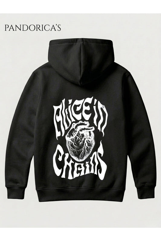 ALICE IN CHAINS TASARIMI YAZILI SIRT BASKILI UNISEX KAPÜŞONLU PAMUKLU SWEATSHIRT HOODIE