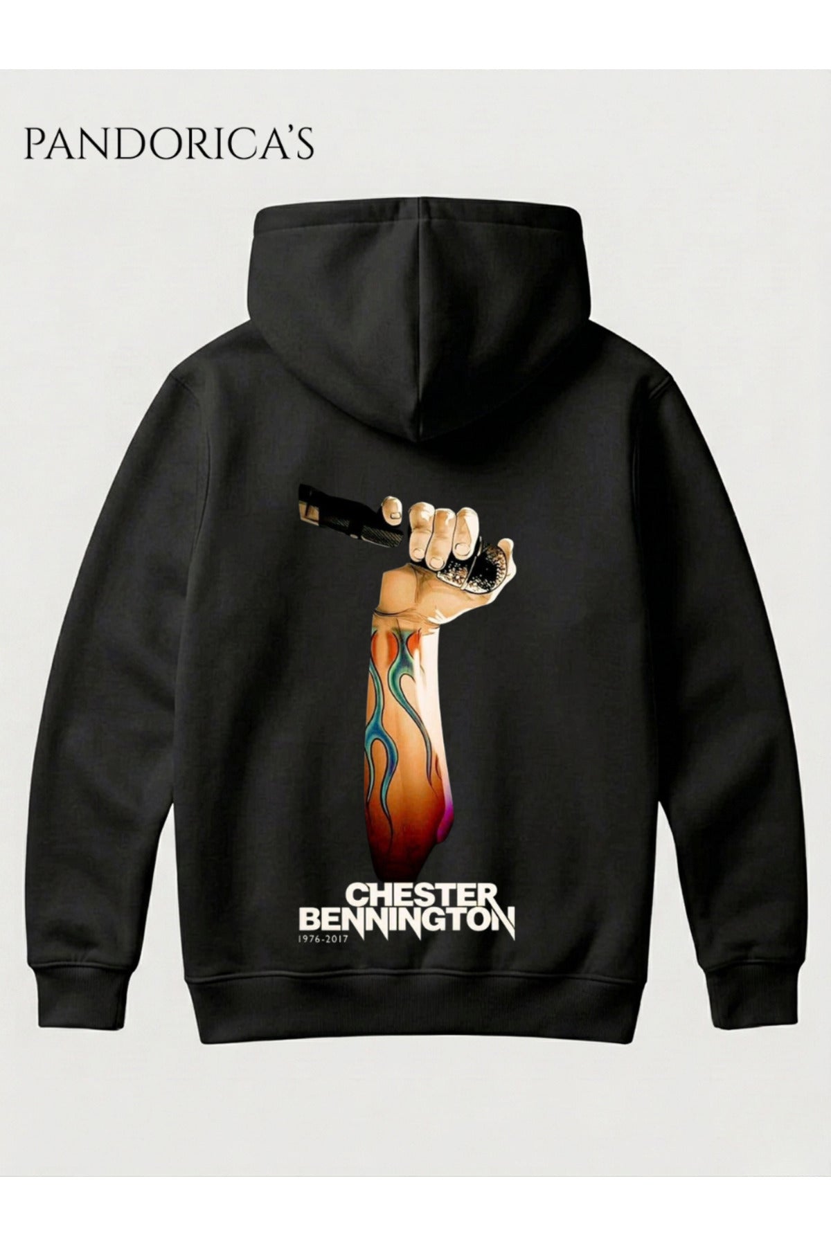 Linkin Park Chester Bennigton Tasarımı Yazılı Sırt Ve Göğüs Baskılı Unisex Kapüşonlu Pamuklu Sweatshirt Hoodie
