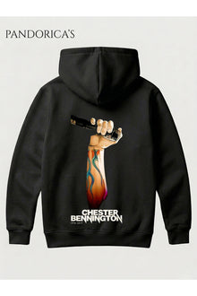 Linkin Park CHESTER BENNIGTON Tasarımı Yazılı SIRT VE GÖĞÜS Baskılı Unisex Kapüşonlu Pamuklu Sweatshirt Hoodie