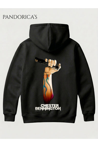 Linkin Park CHESTER BENNIGTON Tasarımı Yazılı SIRT VE GÖĞÜS Baskılı Unisex Kapüşonlu Pamuklu Sweatshirt Hoodie