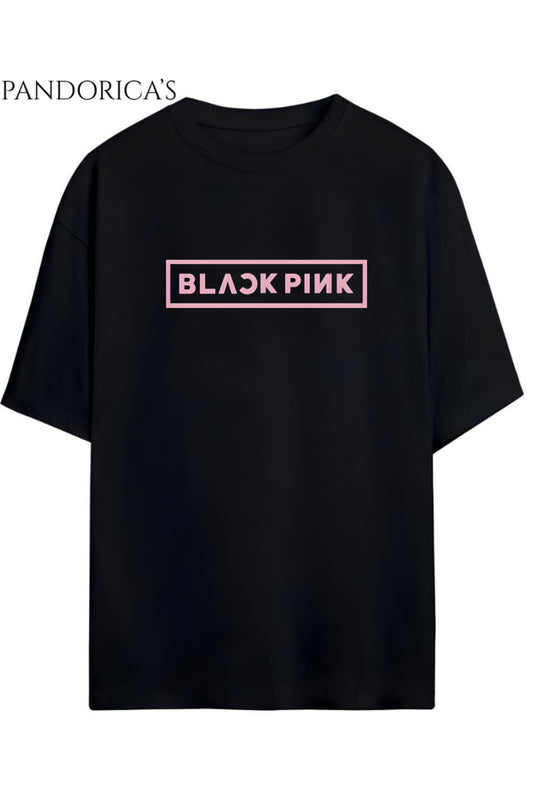 BLACKPINK Tasarım Serisi Yazılı Baskılı Pamuklu Relaxed Kalıp Tişört