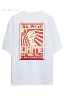 Pandorica's İronik Retro Introverts Tasarim Sırt Baskılı Yazılı Unisex Pamuklu T-shirt