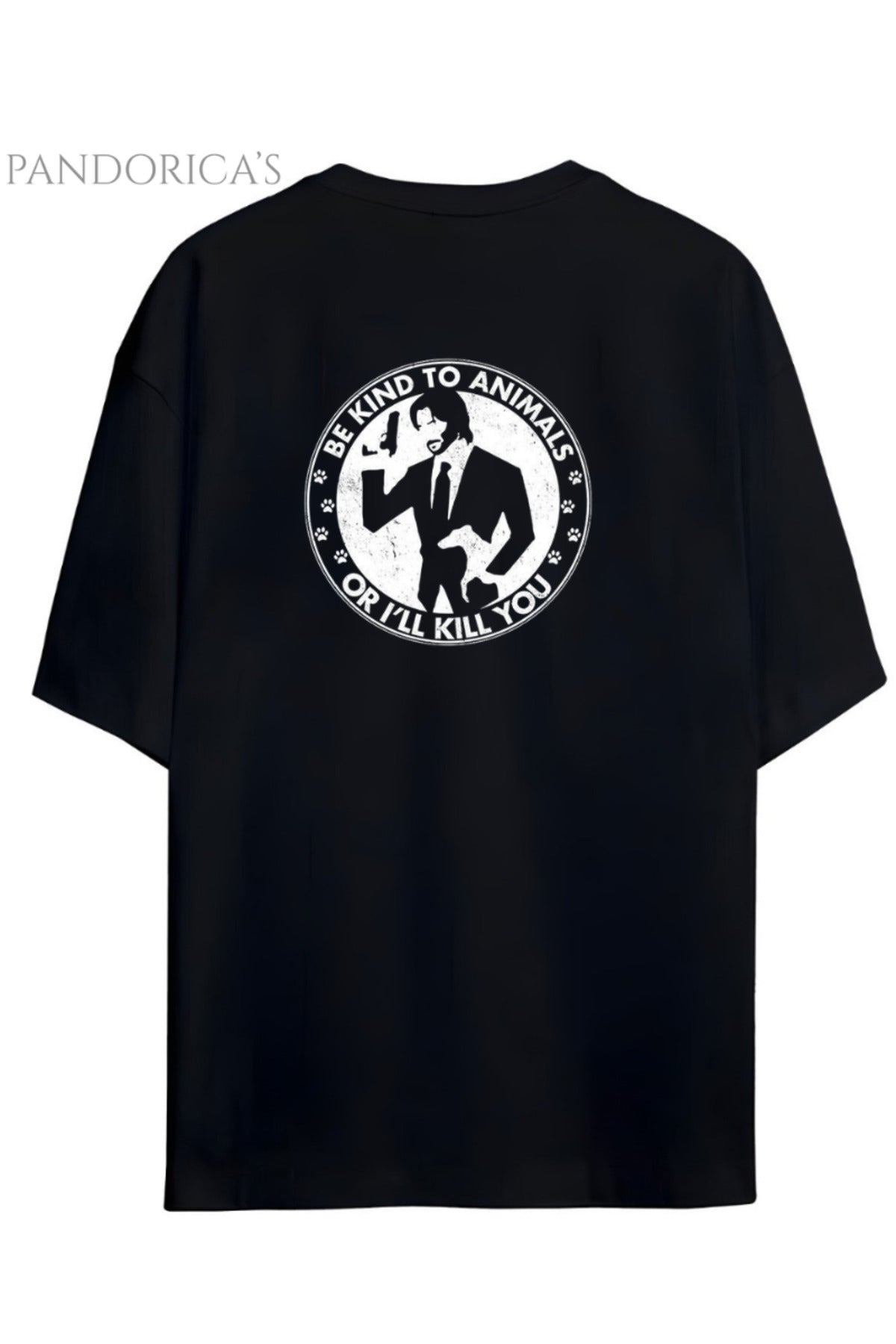 Pandorica's John Wick Tasarımı Sırt Ve Göğüs Baskılı Unisex Pamuklu T-Shirt